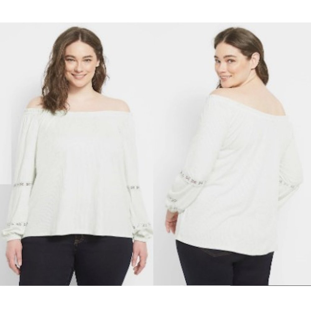 NWT New Lane Bryant Light Green Peasant Blouse Size 22/24